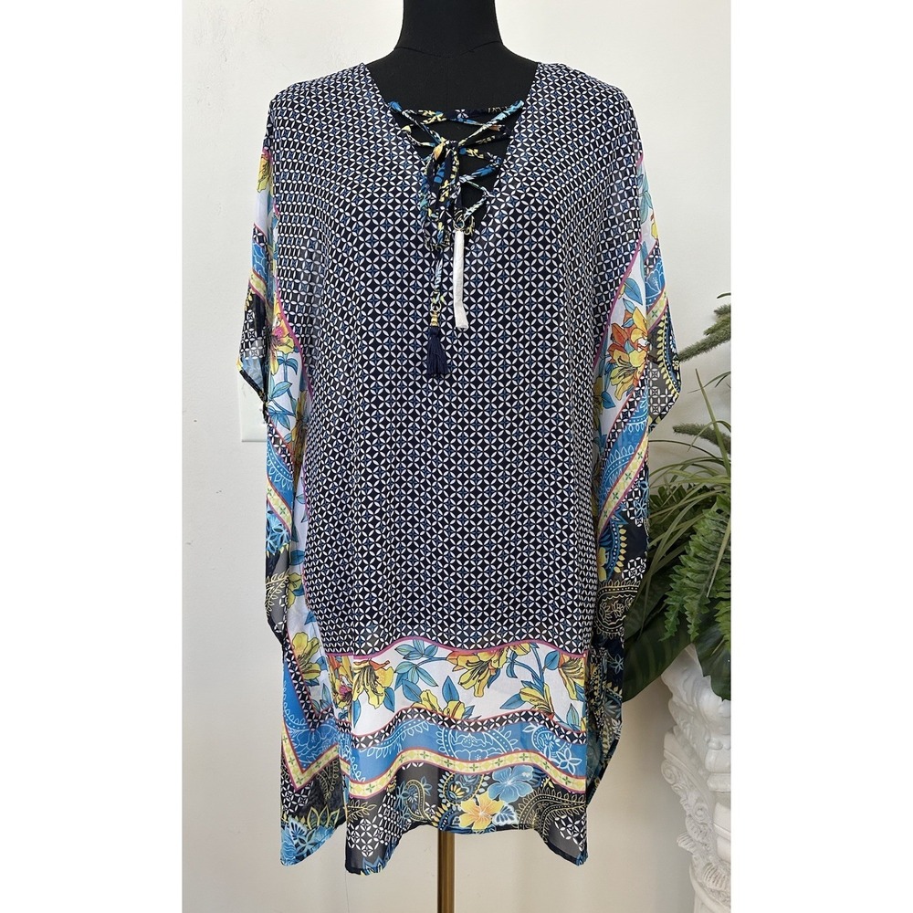 NWT Tommy Bahama In Sun Lilies Beach‎ Lace-Up Sheer Tunic Coverup Sz S